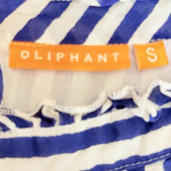 Oliphant Tuckernuck Tiered Dress Size Small Blue Stripe Sleeveless Silk Blend - Picture 4 of 10